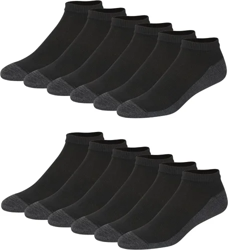 Vista 20 de Hanes - Calcetines para hombre, calcetines X-Temp acolchados de corte bajo, paquete de 12 Negro - Paquete de 12