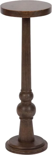 Vista 12 de Kate and Laurel Wegner Coastal Mesa Redonda de Madera para Bebidas, 8 x 23 pulgadas, Blanqueado, Mesa de Pedestal Elegante y Duradera para Usar como