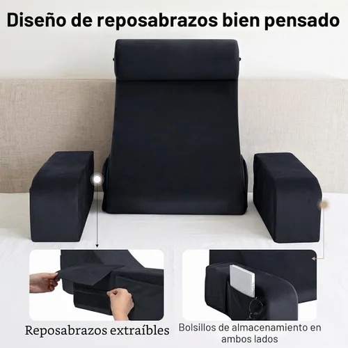 Vista 3 de ENITYA Almohada de lectura de 19 pulgadas para cama con soporte firme
