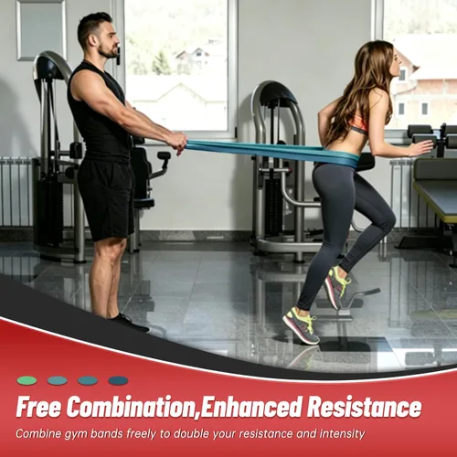 Vista 7 de Bandas de resistencia para entrenamiento, bandas de asistencia de 4 niveles, bandas de ejercicio para mujeres y hombres, bandas de entrenamiento