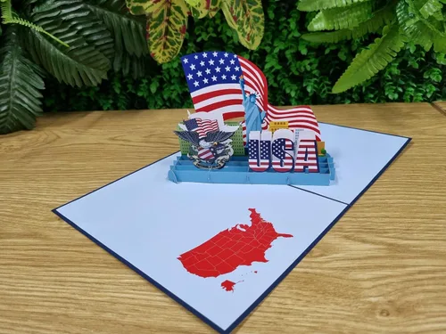 Vista 7 de Rykamia Blank USA Pop Up Card, Regalo de ciudadanía estadounidense, Regalo para un nuevo ciudadano estadounidense, Felicitaciones por convertirse