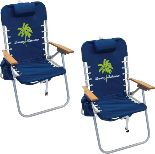 Vista 19 de Tommy Bahama Hi-Boy 17" Seat Height 4-Position Lace-Up Suspension Folding Beach Backpack Chair
