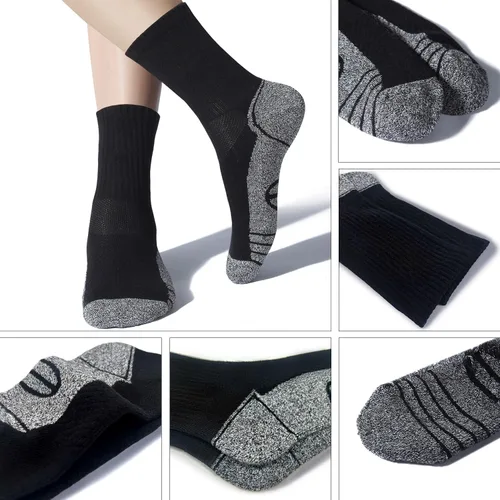 Vista 6 de Calcetines acolchados de algodón para hombre, con compresión de arco atlético, control de humedad, duraderos, cómodos, para trabajo, 6 pares