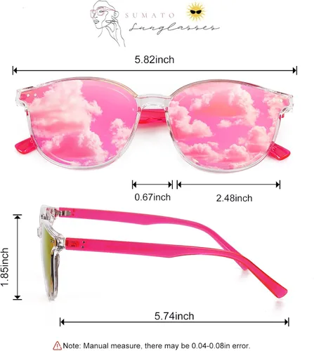 Vista 4 de Sumato - Lentes de sol para mujer ojo de gato rosado lentes espejados de moda con bloqueo UV400