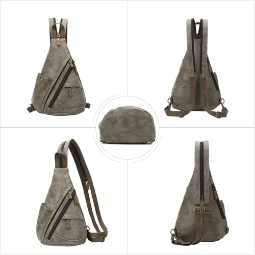 Vista 5 de KL928 Bolso bandolera de piel sintética Mochila pequeña cruzada de hombro, mochila casual para hombres y mujeres