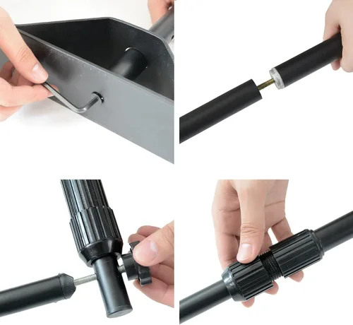 Vista 5 de t-sign profesional paso y repetición soporte de telón de fondo pancarta grande tubo telescópico para ferias y fotomatón, fondo con funda