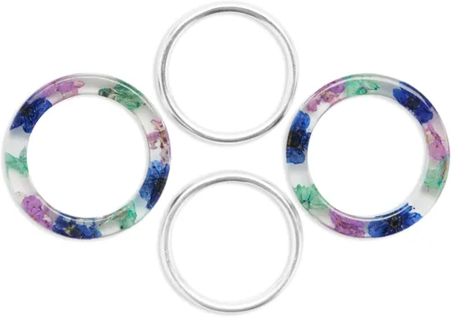 Vista 3 de Lucky Brand Pila de anillos de flores secas, Metal, Sin piedras preciosas