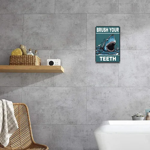 Vista 7 de Letrero de metal divertido para decoración de pared de baño, 8 x 12 pulgadas Metal Wall Art Beach Sign Warning Sign Indoor Or Outdoor Use