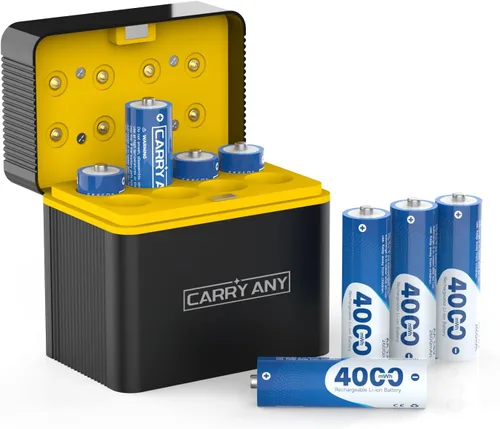 Vista 14 de Paquete de 4 baterías recargables de litio AA, batería doble AA de 1.5 V 4200 mWh con cable de carga USB-C, más de 2000 ciclos, carga rápida