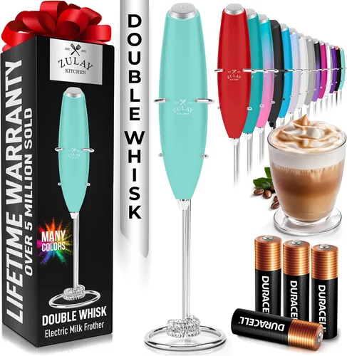 Vista 102 de Zulay Kitchen Potente varita espumadora de leche con 2 baterías Duracell – Mezclador de bebidas portátil ultrarrápido – Máquina de espuma eléctrica