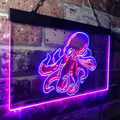 Vista 3 de ADVPRO Octopus Ocean Display Room Dual Color LED Neon Sign Azul y Rojo 12 x 8 pulgadas st6s32-i3734-br