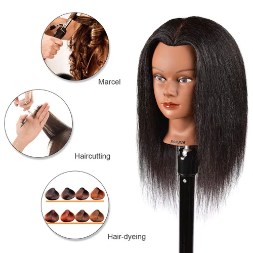 Vista 3 de Cabeza de maniquí de 100% cabello humano, cosmetología, pelo, africano, entrenamiento, peinado soplado, corte trenzado, para peluquería