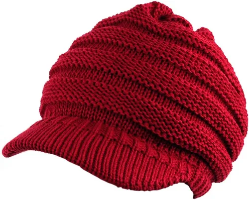 Vista 13 de C.C Gorro de punto trenzado cálido y grueso con visera
