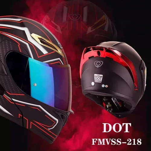 Vista 6 de Cascos de motocicleta modulares con Bluetooth de doble visera, aprobados por DOT FMVSS 218, casco de motocicleta abatible de cara completa