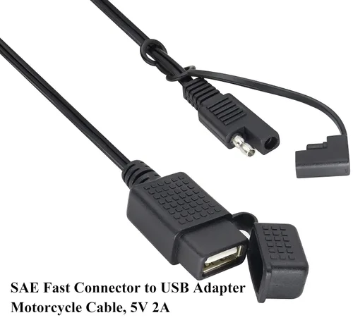 Vista 3 de Cable SAE a USB de 18 AWG, SAE a 2.1 A, adaptador de conector de enchufe de alimentación de puerto USB impermeable con cubierta a prueba de polvo