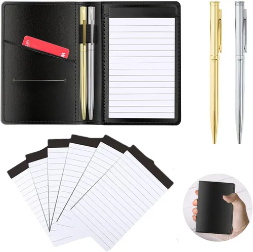 Vista 8 de Juego de 13 soportes para bloc de notas, incluye soporte de cuero para bloc de notas, 10 paquetes de 8.5×13 cm de bloc de notas pequeño, 30 hojas