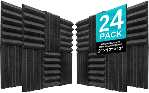 Vista 28 de JBER Paquete de 12 paneles de espuma acústica, paneles de espuma con aislamiento de sonido de 1 x 12 x 12 pulgadas para paredes, cuñas