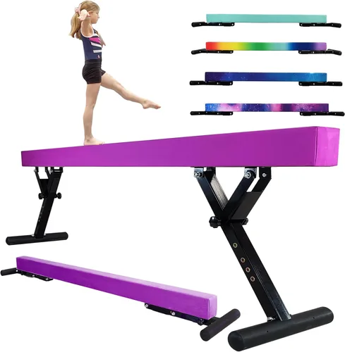 Vista 26 de FC Funcheer - Viga de equilibrio ajustable para niños - Viga de gimnasia de 8 pies - Viga de piso alto y bajo para todos los niveles de gimnasia