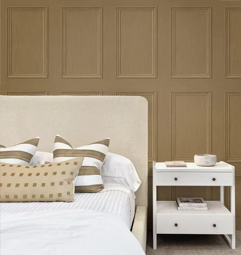 Vista 3 de NextWall Stacy Garcia Home - Papel tapiz de madera sintética para despegar y pegar (marrón miel)