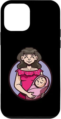 Vista 16 de iPhone XR dibujos animados madre sosteniendo bebé ilustración para niños caso