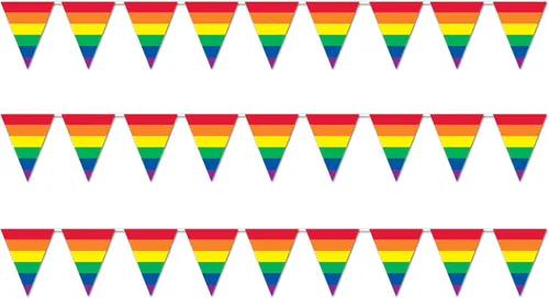 Vista 4 de Beistle Banderín arcoíris de 10 pulgadas x 12 pies, paquete de 4 unidades 57721