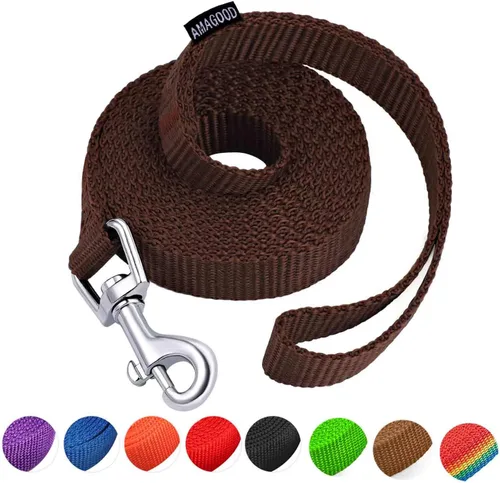 Vista 45 de AMAGOOD 6 pies de correas para cachorros/perros, correa de estilo tradicional resistente con gancho de cuello fácil de usar, correa para perros Negro