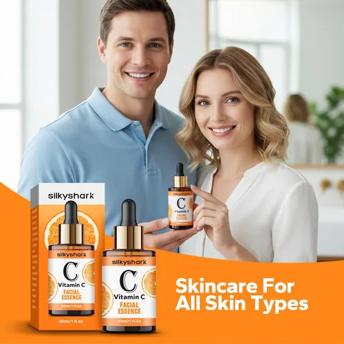 Vista 7 de SilkyShark Suero de vitamina C (1 onza líquida), esencia facial antienvejecimiento y suero para ojos con vitamina C, ácido hialurónico, sueros
