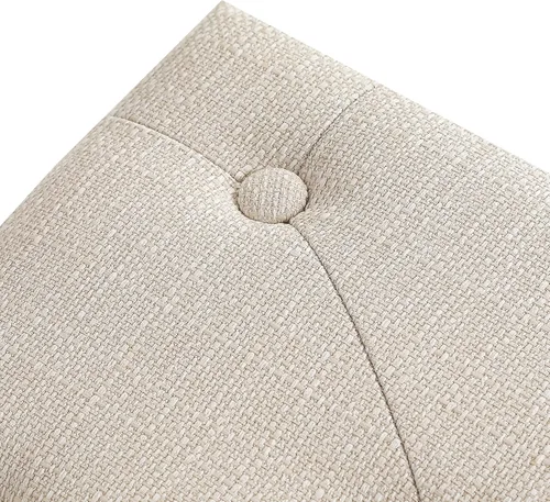 Vista 5 de Adeco Reposapiés otomano tapizado de lino de 15.4 pulgadas, pequeño taburete acolchado y asiento decorativo con patas de aspecto de madera, taburete