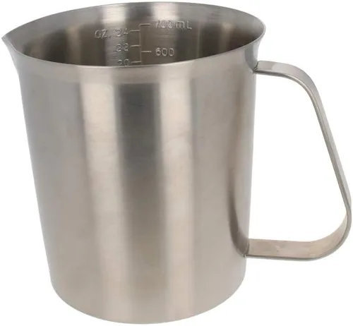 Vista 10 de Bettomshin 1 taza medidora métrica de 16.9 fl oz, taza medidora de acero inoxidable, taza de espuma de leche con marca y asa, tazas de mezcla