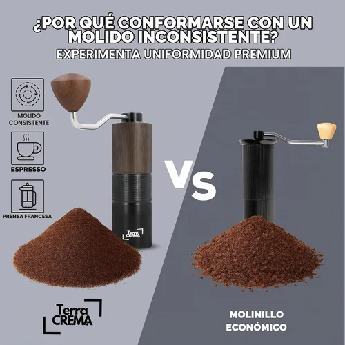 Vista 2 de Molinillo manual de café – Molinillo manual de rebabas cónicas de acero inoxidable de precisión para expreso, vertido, prensa francesa y aeropress