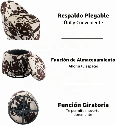 Vista 4 de HEAH-YO Juego de 1 taburete de tocador moderno, taburete otomano giratorio con función Storgae, reposapiés tapizado de tela de lino para dormitorio