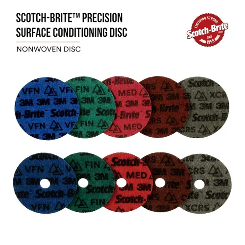 Vista 3 de Scotch-Brite Disco de acondicionamiento de superficie de precisión, PN-DH, mediano, 4-1/2 pulgadas x 7/8 pulgadas, accesorio de gancho y bucle
