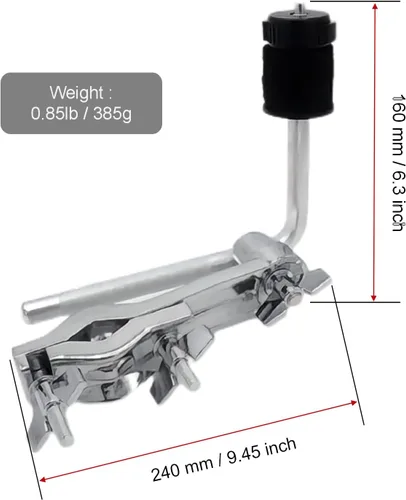 Vista 3 de CashBeat Abrazadera de soporte para platillo con brazo de pluma, montaje de extensión de juego de batería para instrumentos de percusión, accesorio