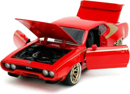 Vista 6 de Jada Big Time Muscle 1:24 1972 Plymouth GTX, auto fundido a presión, juguetes para niños y adultos (rojo)