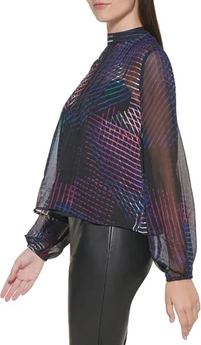 Vista 3 de DKNY Top deportivo recortado sin esfuerzo con estampado para mujer