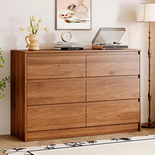 Vista 11 de Chrangmay Cómoda de 9 cajones, cómoda moderna de mediados de siglo de 63 pulgadas de ancho, cómoda de madera con 9 cajones de almacenamiento