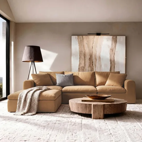 Vista 13 de Modular Sectional Cloud Sofa, No Assembly Oversized Boneless Couch, Beige