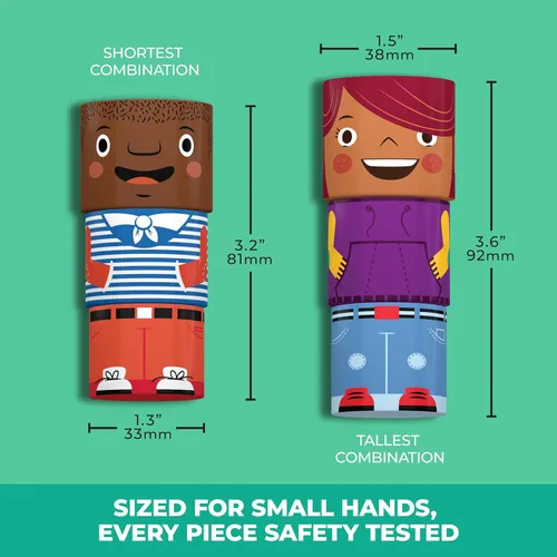 Vista 3 de Juego de amigos magnéticos multirraciales de 16 piezas, bloques de construcción de diversidad de madera para niños, muñecas multiculturales