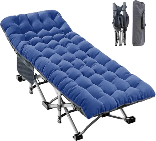 Vista 10 de H&ZT Silla de salón plegable con abertura para la cara – Silla reclinable ajustable para bronceado al aire libre con colchón, silla de sol