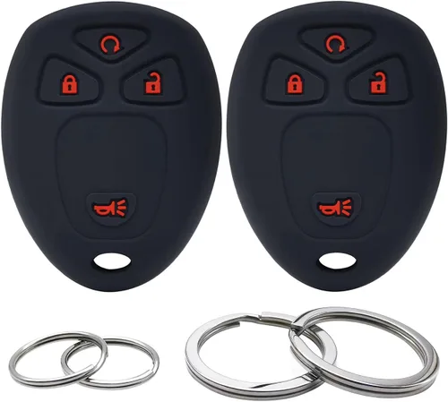 Vista 6 de Funda de silicona para llavero de 2 piezas, protector sin llave compatible con Chevrolet Silverado Suburban Tahoe Traverse GMC Acadia Savana Sierra