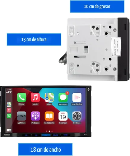 Vista 6 de [Usado] JENSEN J1CA7-BUC Apple CarPlay Android Auto certificado de 7 pulgadas Radio estéreo de coche con pantalla táctil doble DIN Llamadas