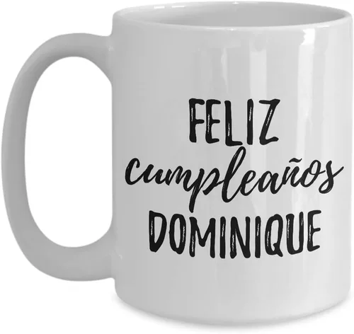 Vista 9 de Feliz Cumpleanos Dominique - Taza de café con nombre personalizado, 11 onzas