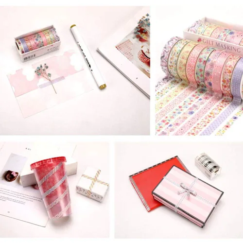Vista 5 de YUBBAEX Juego de 10 rollos de cinta washi brillante, 8 mm de ancho, de lámina dorada decorativa para álbumes de recortes, planificador, manualidades