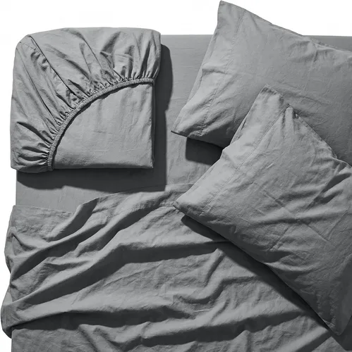 Vista 29 de Perú Pima – Juego de sábana de cama de 285 hilos – 100 % algodón peruano Pima – De percal Pizarra