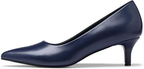 Vista 2 de GENSHUO Tacones de gatito para mujer, zapatos clásicos de tacón bajo de 2 pulgadas, zapatos de tacón de tacón cerrado y puntiagudo, zapatos de tacón