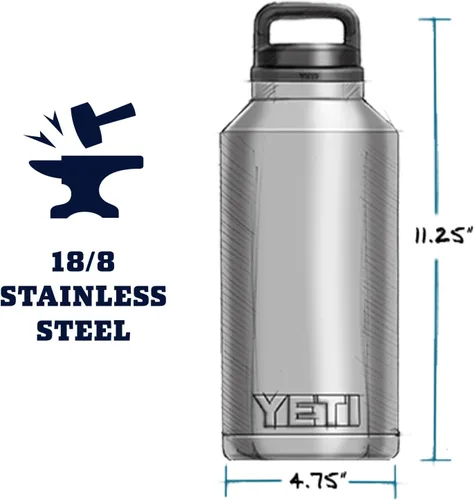 Vista 4 de Yeti Rambler - Termo de 64 onzas, aislado al vacío, de acero inoxidable, con tapa para sorber, color blanco.