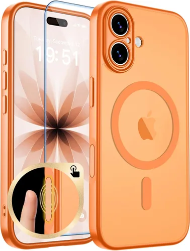 Vista 104 de zapica Funda magnética para iPhone Air, con protector de pantalla de vidrio templado, compatible con MagSafe, translúcida mate, a prueba de golpes