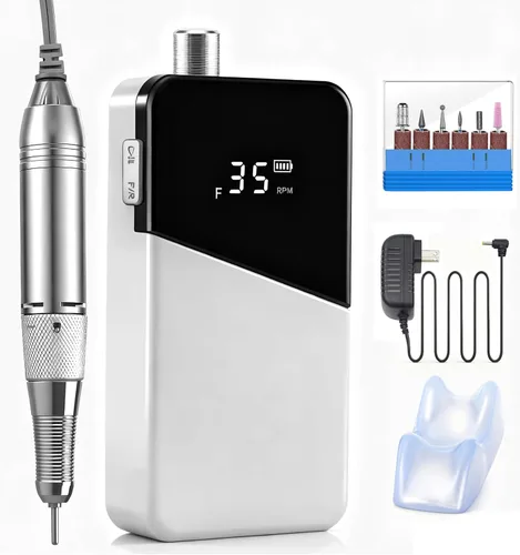 Vista 10 de Taladro eléctrico de uñas, portátil, recargable, 35000 rpm, lima de uñas eléctrica, herramientas eléctricas de uñas acrílicas, pulido, eliminación