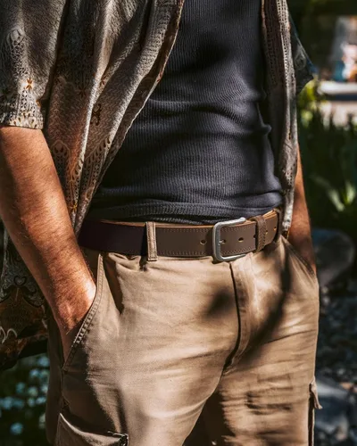 Vista 5 de CHAOREN Cinturón de cuero de grano completo para hombre, cinturones de trabajo para hombres, resistentes, uso diario para pantalones de mezclilla