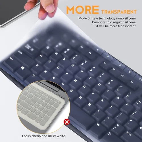 Vista 3 de Universal Clear Impermeable Anti-polvo Silicona Protector de Teclado Cubierta para PC de Tamaño Estándar Computadora Teclados de Escritorio